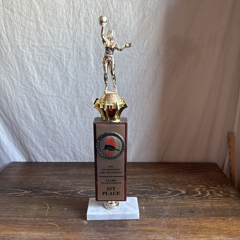 Lady Basketball Player Shooting Trophy 18” Tall San Francisco Fire Dept